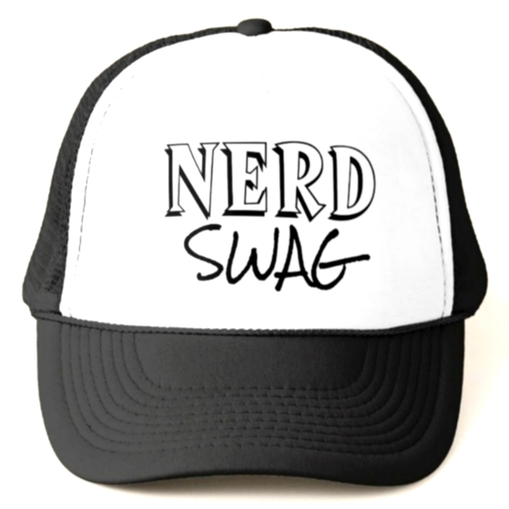 Nerd Swag Snapback Trucker Hat /Cap Black & White